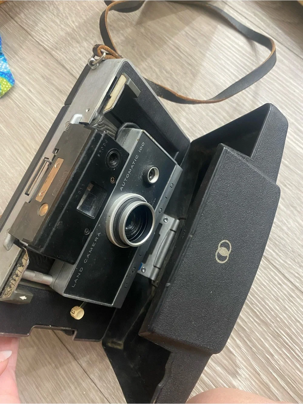 Polaroid Instant Land Camera Automatic 100 in Gray and Black - Vintage 1980s